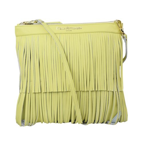 Bolso de flecos amarillo flúor de piel primavera verano stella rittwagen